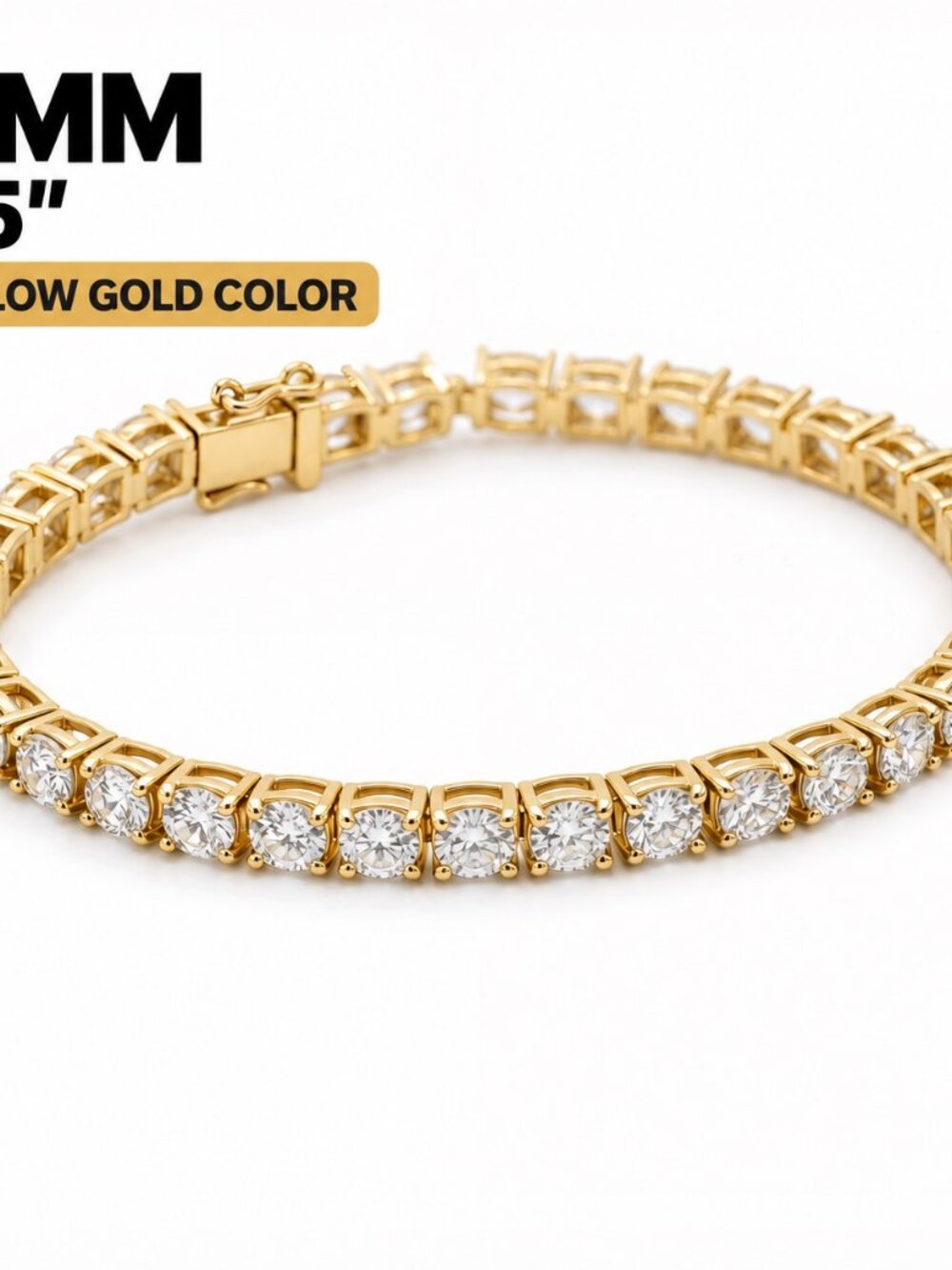 LEKANI 5mm Moissanite Tennis Bracelet S925 Gold 7.5 in